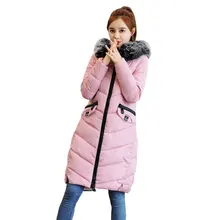 Новинка, зимнее пуховое пальто с капюшоном и меховым воротником, длинная толстая теплая тонкая женская куртка Casaco Feminino Abrigos Mujer Invierno Parkas 801