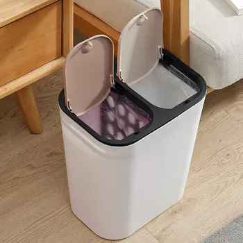

15L Waste Bins Trash Can Creative Household Covered Kitchen Bathroom Living Room Bedroom With Lid Classification Paper J30