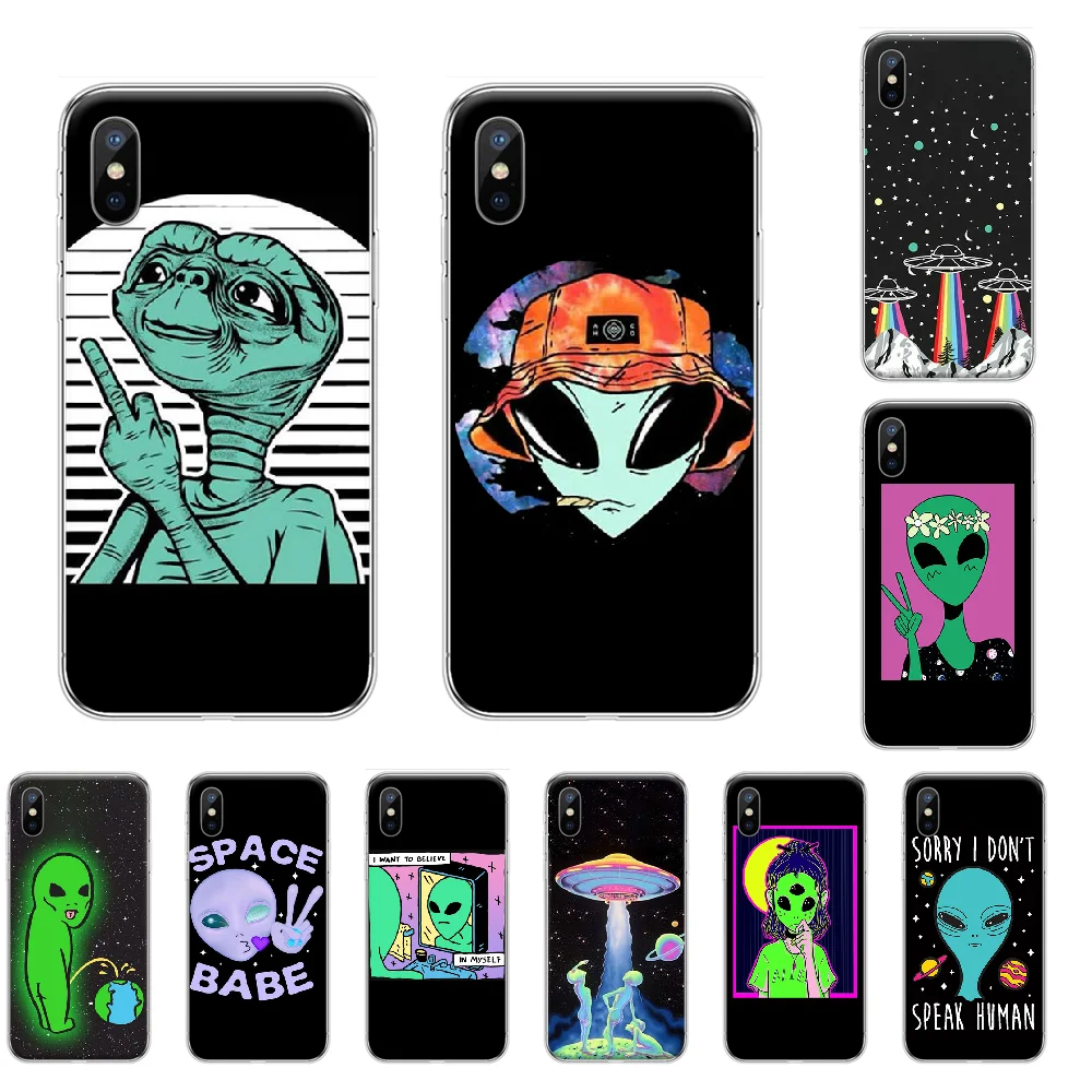 Забавный инопланетянин космический мультфильм DIY чехол для телефона с рисунком