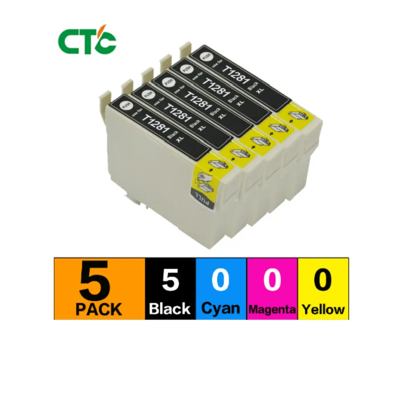 5 negro T1281 T1284 T1285 cartucho de tinta para S22 SX125 SX130 SX235W SX420W SX425W SX435 445 BX305F impresoras|Чернильные