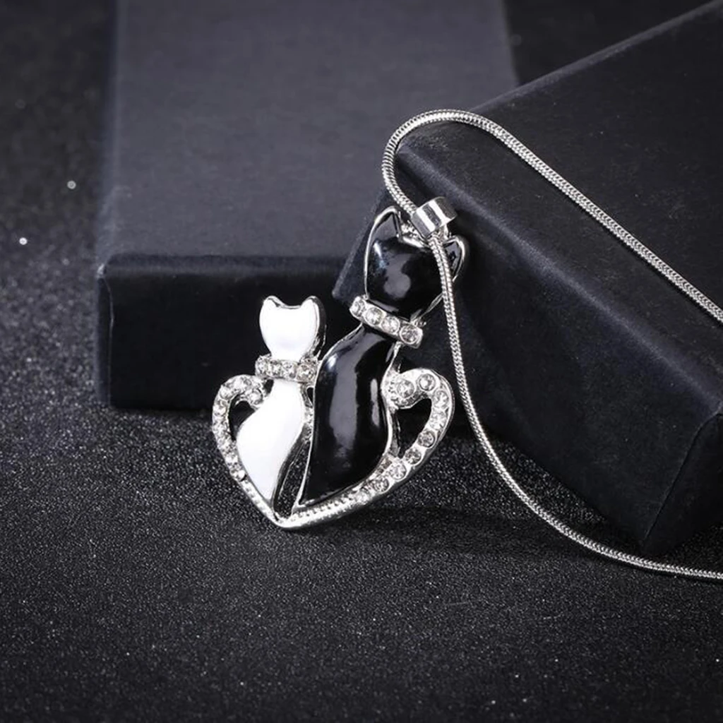 3pcs Rhinestone Enamel Charms for Jewelry Making silver color Tone Metal Love Heart Cat Pendant DIY Necklace Bracelet Accessories