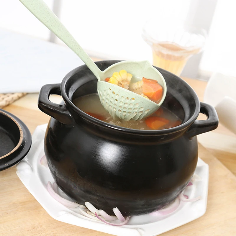 

Household Spoons Kitchen Wheat Straw Soup Spoon Colander Two-in-one Protection Tableware Multi-function Hot Pot Dual-use Spoon