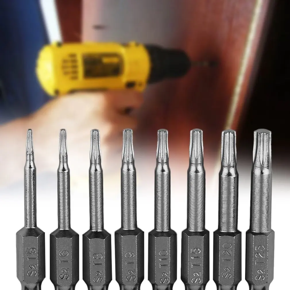8Pcs Professional and Practical Magnetic Torx Screwdriver Bits Set Electric Screwdriver 50mm Length Best Tool