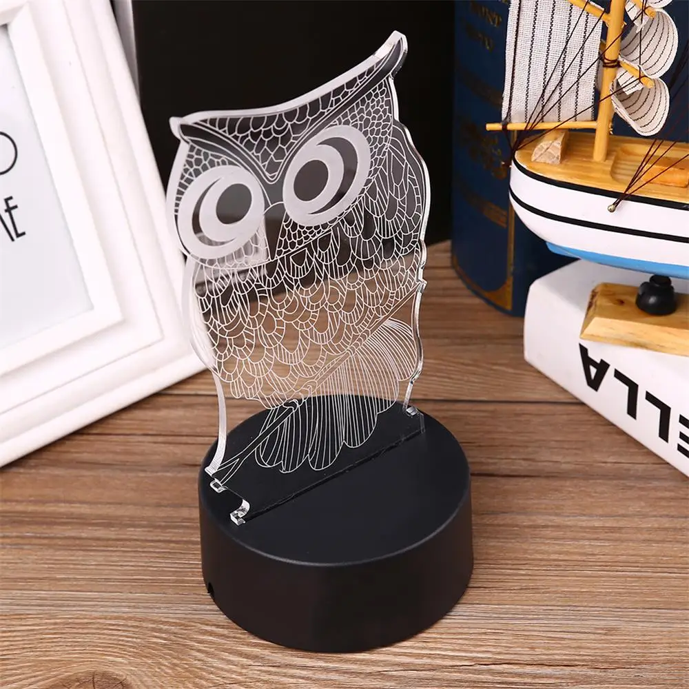 Милый 3D Сова Форма СВЕТОДИОДНЫЙ Красочный USB сенсорный ночник прикроватная настольная лампа подарки