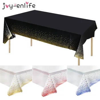 

137x274cm Plastic Dot Bronzing Disposable Tablecloth Rose Gold Plastic Tablecloth Kids Birthday Party Baby Shower Wedding Decor