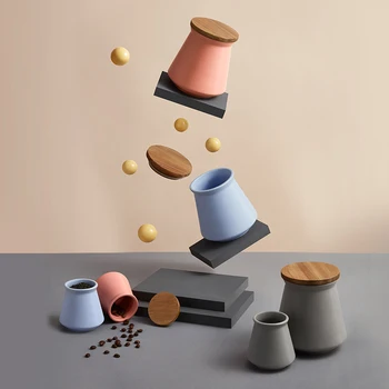 

Morandi Color Sealed Jar Moisture-proof Ceramic Storage Tank Cans With Tea Kitchen Sealed Coffee Storage Lid Grains Food Bottle