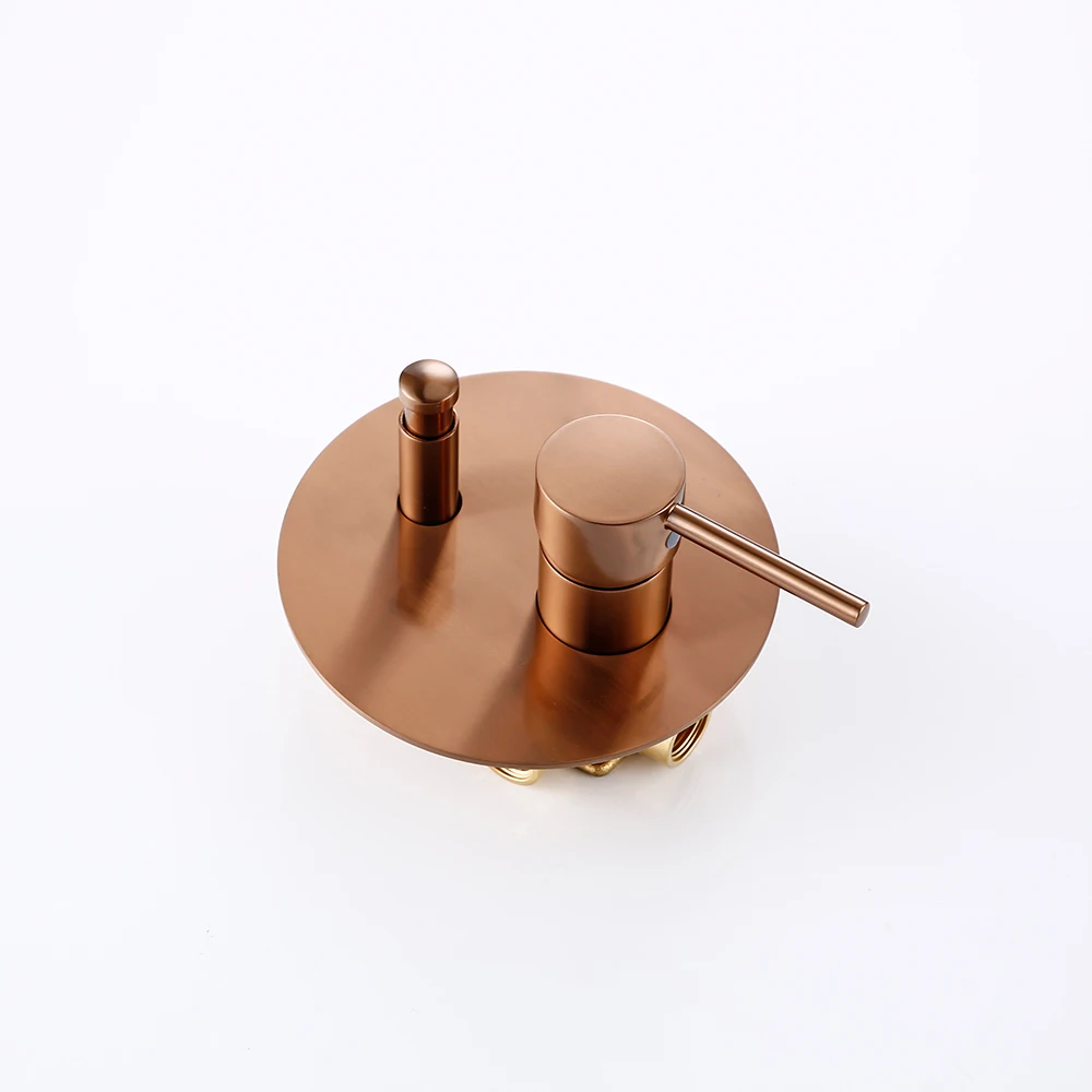 Bathroom Shower Faucet Set Brushed Rose Gold Shower Brass Hot Cold Wall Mount Arm Diverter Handheld Rian Head