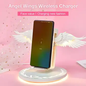 

10W Wireless Charger Angel Wings Fast Charging Dock QI Charging Stand For IPhone XS MAX X Galaxy S10/S10+/S10E/S9 Huawei P30 Pro