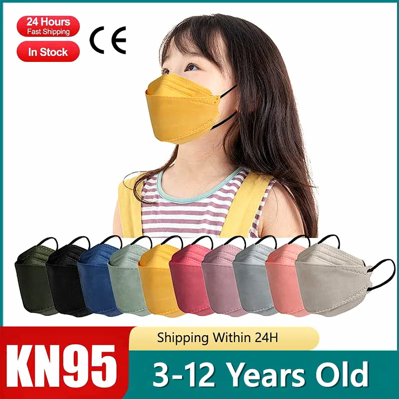 Morandi KN95 Mask Kids Fish Children FFP2mask 4 Layers Mascarillas FPP2 Niños 4-12 Years Old Masque FFP 2 Enfant CE |
