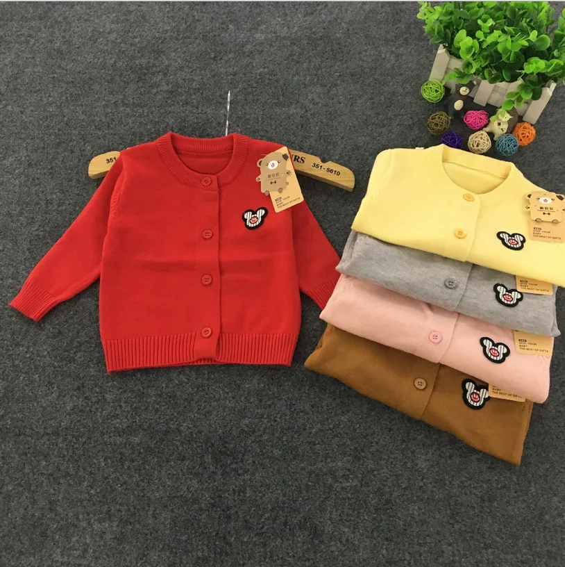 

Infants CHILDREN'S Sweater Mickey Baby Single Breasted Sweater Solid Color Cute Warm Infant Sweater