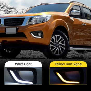 

CSGJMY 2pcs 2PCS Car light For Nissan Navara NP300 2015 2016 2017 2018 LED Daytime Running Light DRL with yellow signal
