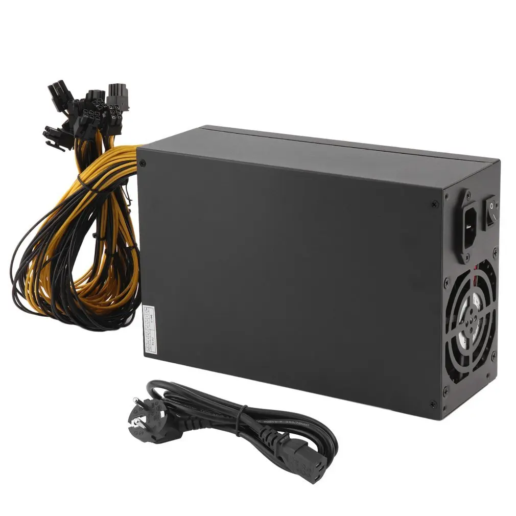 

High Efficiency 1800W Server PSU Power Supply 6PIN Mining Machine Power Supply For Antminer S7 S9 A6 A7 L3 R4 EU Plug