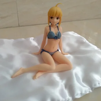 

Anime Fate Stay Night Saber Blue Swimsuit Ver PVC Action Figure Collectible Model doll toy 14cm