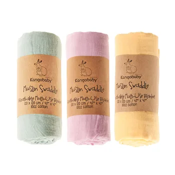 

Kangobaby Trendy 3pcs pack #Old Time# 100% Cotton Muslin Baby Swaddle 120x120cm Drop Shipping