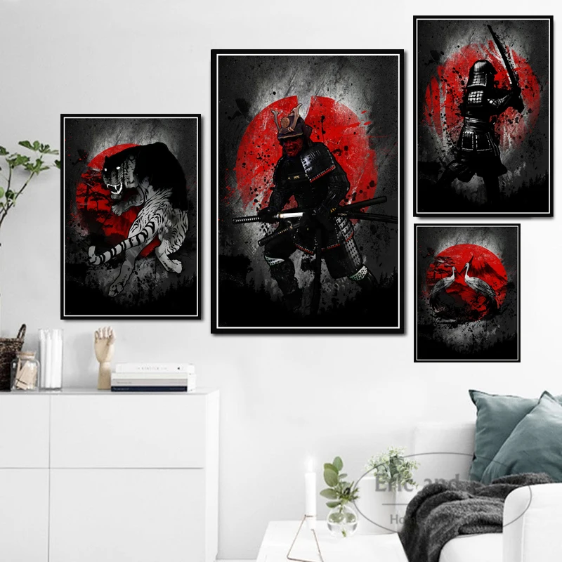 Hot Bonsa Bushido Samurai Kanji Ink Japanese Ninja Canvas Oil Painting Poster Prints Art Wall Pictures Living Room Home Decor | Дом и сад