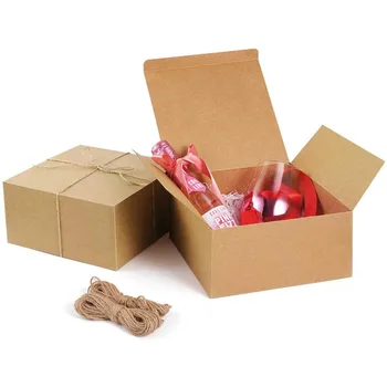 

12PCS/Lot Gift Boxes 8 x 8 x 4" Brown Paper Gift Boxes with Lids for Gifts, Crafting Cupcake Boxes, Easy Assemble Bridesmaids