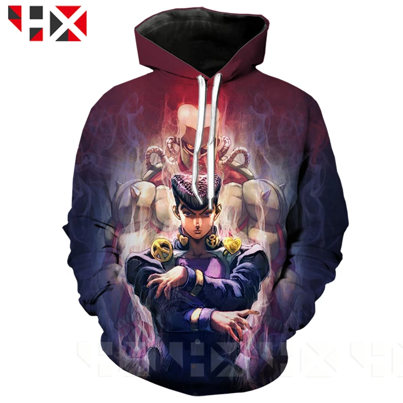 

HX Newest Anime JoJo Bizarre Adventure 4 Men Women 3D Print Hip Hop Hoodies Harajuku Style Sweatshirt Couple Tops A359