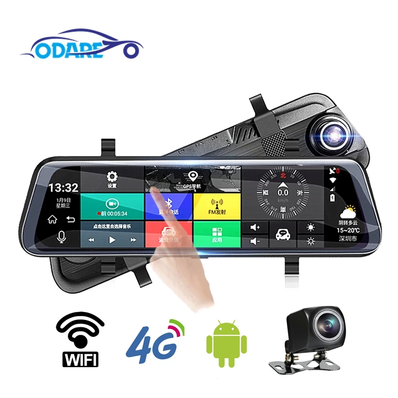 

Odare 1080P ADAS Car DVR Dual dash Camera IPS 10 Inch FHD Video Registrator Night Vision GPS Navigation Touch rearview mirror