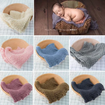 

Baby Photography Props Accessories 37*160CM Cotton Knitted Crochet Blanket Mat Baby Newborn Blanket Photo Prop For Newborn