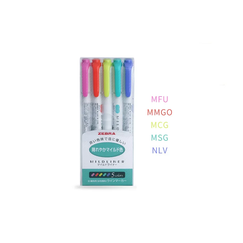 Zebra Mildliner хайлайтер двойной лайнер маркер ручка японский мягкий лайнер маркер ручка - Цвет: 5pcs New Color