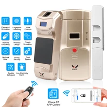 WAFU беспроводной умный Дистанционное запирание Невидимый дверной кодовый замок без ключа противоугонные замки приложение BT Разблокировка+ панель дверного замка для отпечатка пальца