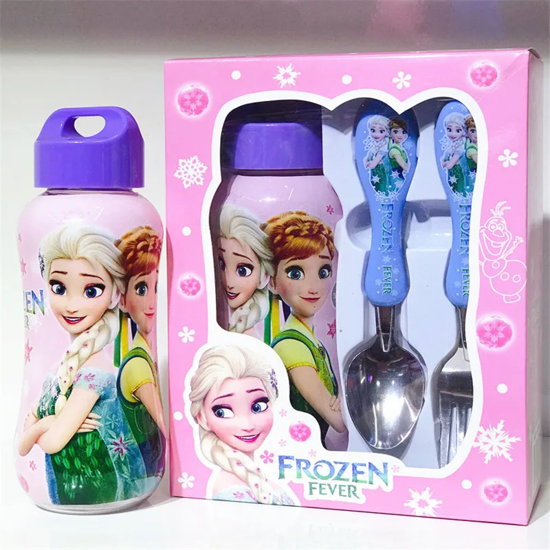 Cartoon Frozen Disney Tableware Set Cartoon Frozen Fork Spoon Water Cup 3 Piece Children's Boutique Set With Gift Box