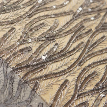 

W276 dark blue sequins three-dimensional embroidery mesh lace fabric clothing accessories