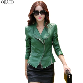 

Large Size 3XL 4XL Motorcycle Leather Jacket Women Leather Coat 2019 New Women's Leather Jackets Female Short Slim Outerwear