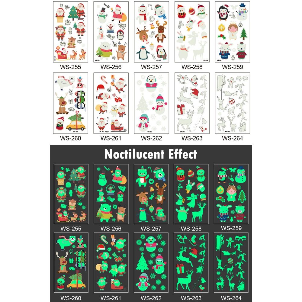 Милая светящаяся временная татуировка наклейка s Рождество карнавал год Рождество Декор Детская Наклейка боди-арт мультяшная наклейка s