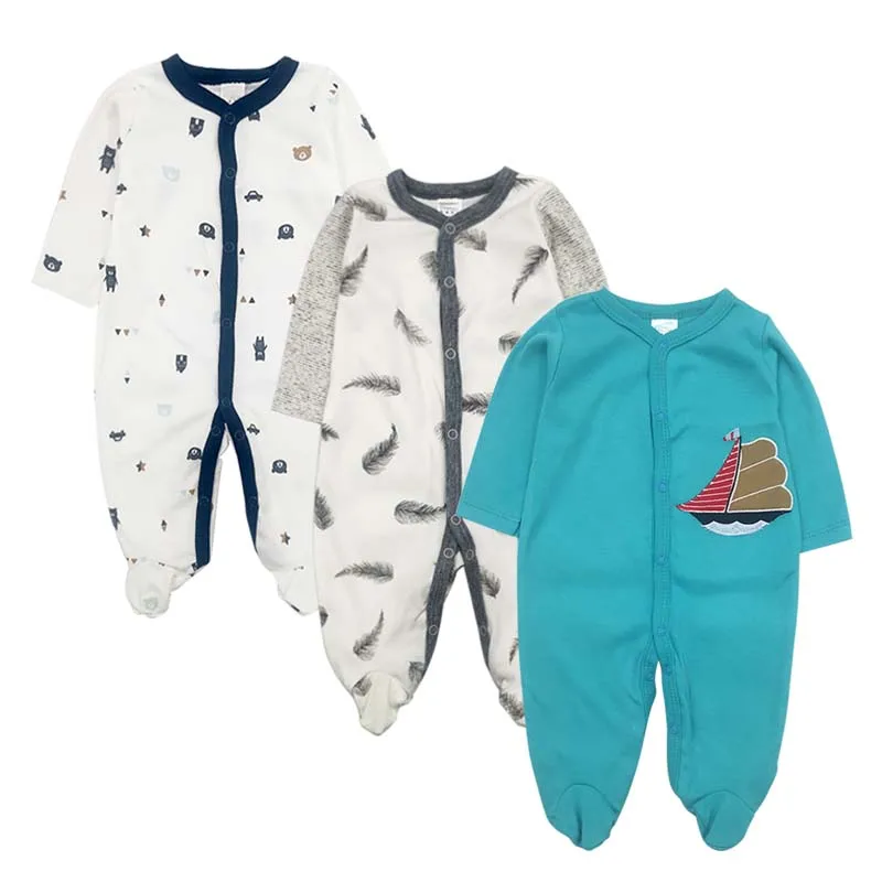 Baby-Boy-Girl-Footies-Pajamas-Original-Cotton-Spring-Sleepwear-3piece-lot-Animal-Christmas-Coverall-baby-sets (2)