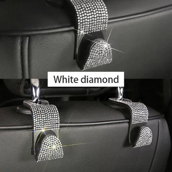 

1pcs Car Back Seat Hook Multifunction Shiny Bling Headrest Rhinestone Safety