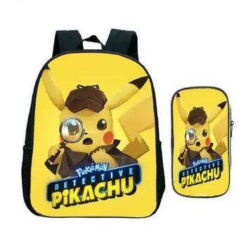 

Kids Kindergarten Backpacks Pokemon Detective Pikachu Bag Children School Bags Hot Sale Backpack with Cute Pencil Case
