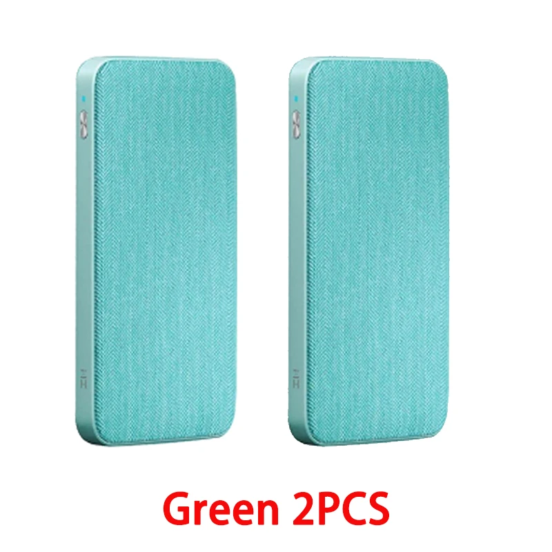 ZMI 10000mAh power Bank QC3.0 PD type-C PD Двусторонняя Быстрая зарядка 18 Вт внешняя батарея для мобильных телефонов Mi 9 iPhone - Цвет: Green 2PCS