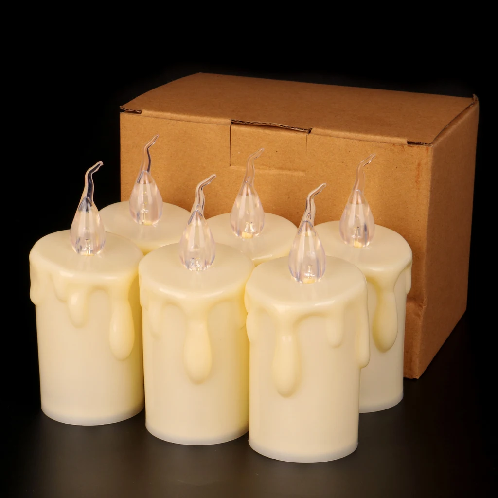 2Pcs Weddings Flameless Pillars LED Candles Tealight Warm White Wish Candles 