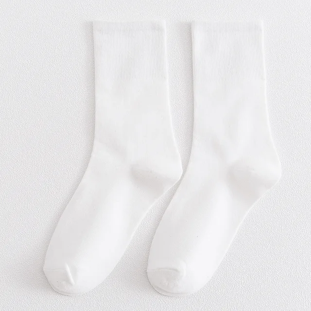 Solid color socks Ⅰ Middle tube Knitted Japanese Korea Loose Long Socks Women Pile Ins Soft Fashion girls Spring and Autumn White