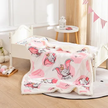 

100X150cm Disney Cartoon Pink Dumbo Cashmere Blanket Bed Cover Bedspread Flannel Coverlet Throw for Girls Christmas Gift