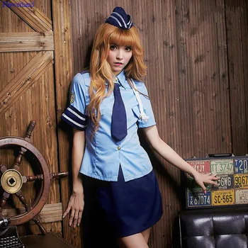 

Female Policewomen Costume Uniform Blue Cosplay Charistmas Halloween Costume Sexy Role-playing Party Uniform Cosplay Fancy Dress