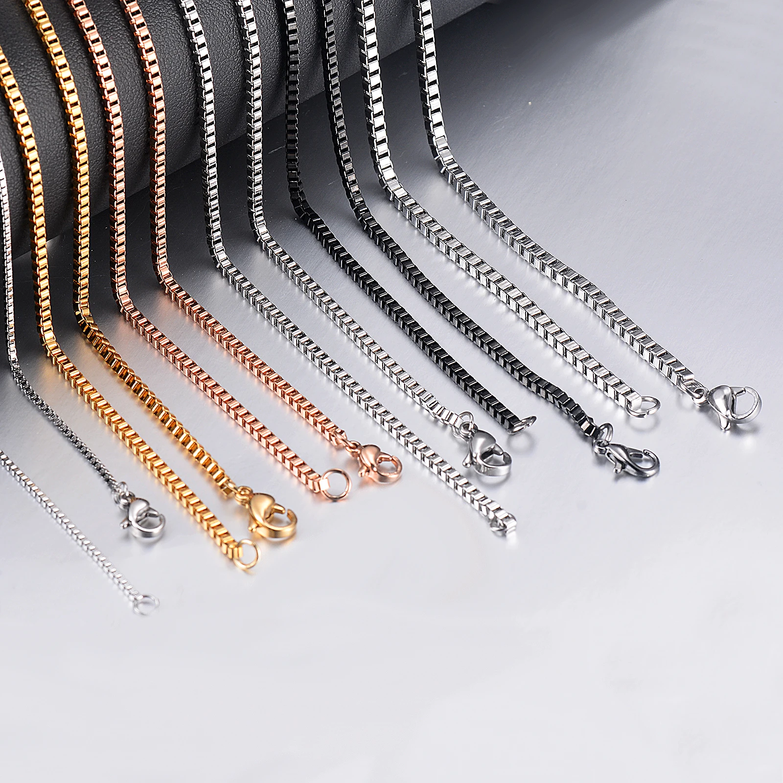 Stainless steel necklace 1Pc Width 1.5mm/2mm/2.5mm/3mm stainless steel box chain necklace DIY jewelry making men women