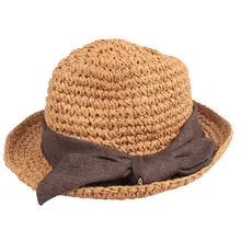 Нейтральная соломенная шляпа Мягкая вязанная крючком Мужская Женская Весенняя летняя Панама с бантом пляжный козырек Удобная дикая Удобная