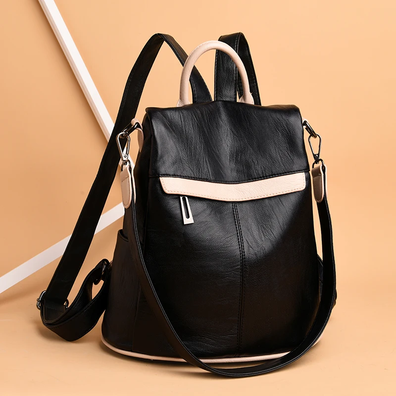 3 in 1 Anti-theft Women Back Pack Luxury Soft Leather Travel Backpack Fashion Trend Backpacks for School Teenagers Girls Bagpack | Багаж и