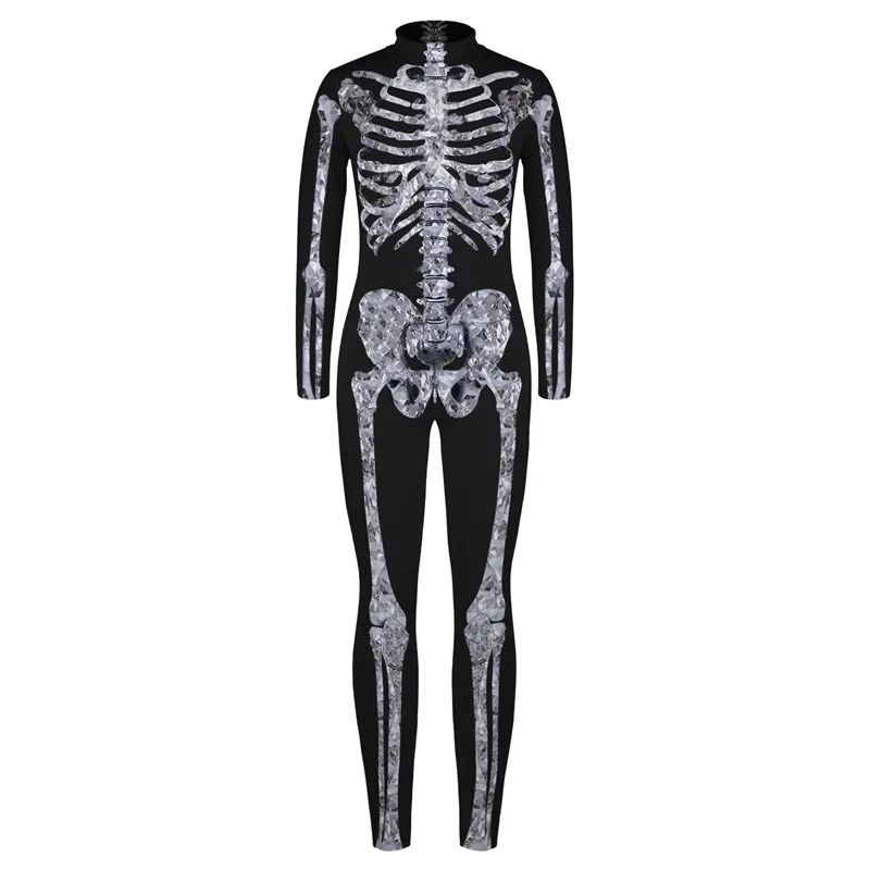 Забавный костюм для вечеринки на Хэллоуин; Одинаковая одежда для семьи; легкий боди с 3D принтом скелета; одежда для маскарада для мамы и детей