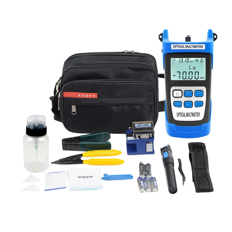 11 pcs Fiber Optic FTTH Tool Kit with SC FC ST Multimeter Test 10KM VFL FC-6S Fiber Cleaver Wire stripper CFS 2 Miller tool sets mechanic p30 1000v 16a multimeter pen f digital multimeter test rod soft anti scalding 121cm silicone wire extra tip test pen