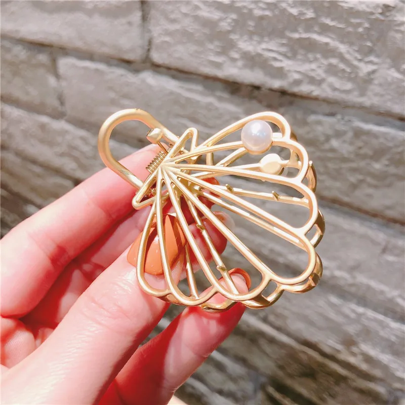 Korea Style Girl Hair Pins Dumb Gold Simple Geometric Star Flower Cat Hollow Hair Clips for Women Fashion Hair Accessories