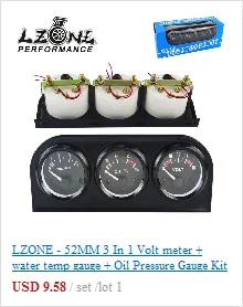 LZONE-52 мм 3 в 1 Вольтметр+ Датчик температуры воды+ Датчик давления масла комплект вольт метр или датчик температуры масла тройной метэ