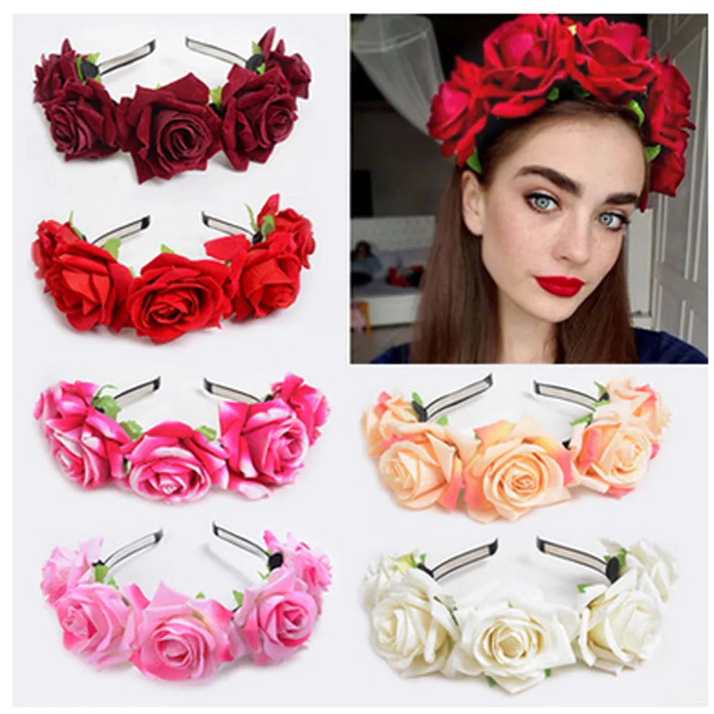 Женская Цветочная повязка на голову, красивая мода, бархатная Роза, кольцо, обруч, имитация, милая девушка, аксессуары для волос, корейский стиль, для женщин