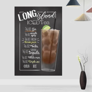 

Long Island Iced Tea Cocktail Bar Drinks and Cocktail Signs Retro Poster Canvas Print Bar Decor Wall Art Decor No Frame
