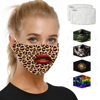 

Respirator Face Masks Mouth Caps Men Women Activated Carbon Filter Digital Printing Dust Protective Mask Reusable Face Shield