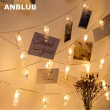 ANBLUB 1,5 м, 2 м, 3 м, держатель для фото, светодиодный фонарик для рождества, Нового года, вечерние, свадебные, для украшения дома, сказочные огни, батарея