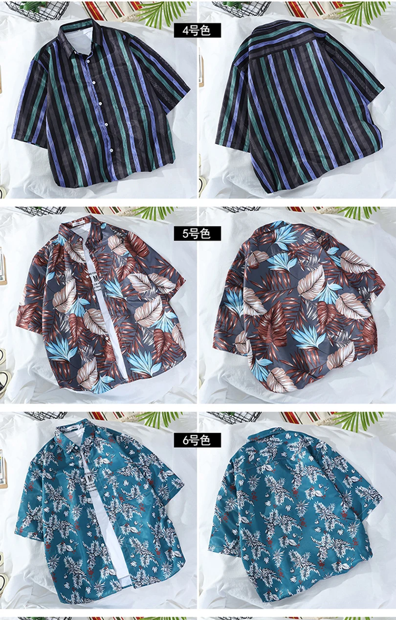 Sommer Herren Hawaiihemd mit Blumenmuster, Knopfleiste, dünn, halbarm, koreanische Modekleidung 2026 Z1A1 – Detail 8