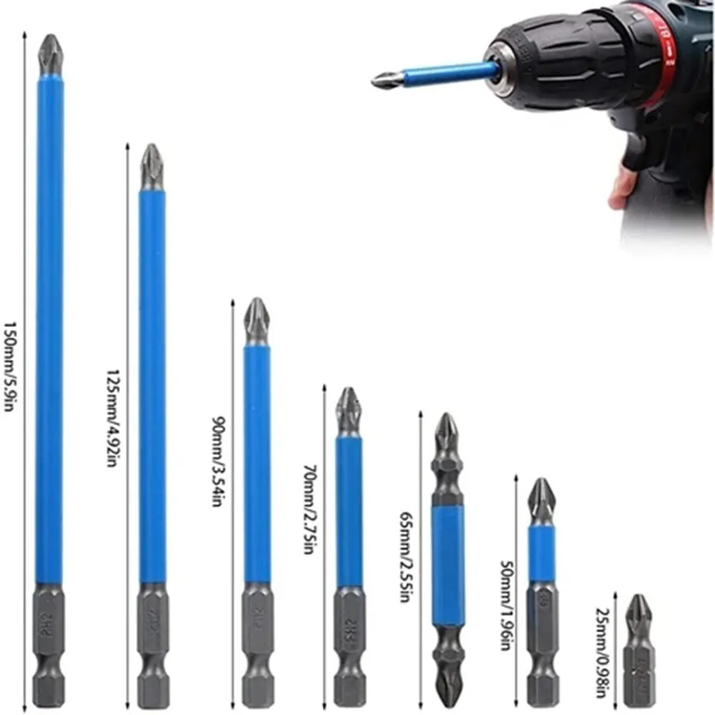 

7Pcs Non-Slip Magnetic Screwdriver Bit Set PH2 Cross Head Electric Drill Screwdriver Bit 1/4" Hex Shank 25/50/6/70/90/125/150mm